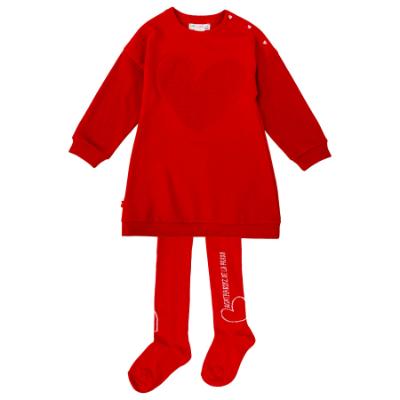 Picture of Agatha Ruiz De La Prada Winter Collection Girls Heart Dress & Tights Set X 2 - Red