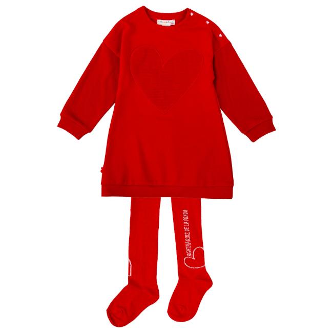 Picture of Agatha Ruiz De La Prada Winter Collection Girls Heart Dress & Tights Set X 2 - Red
