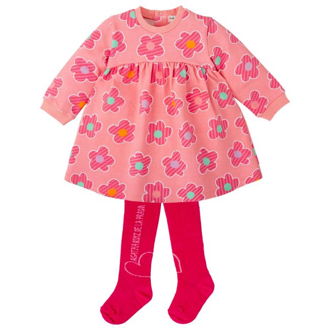 Picture of Agatha Ruiz De La Prada Winter Collection Girls Dress & Tights Set X 2 - Peachy Pink