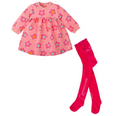 Picture of Agatha Ruiz De La Prada Winter Collection Girls Dress & Tights Set X 2 - Peachy Pink