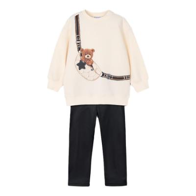 Picture of Mayoral Girls Winter Teddy Bear Legging Set X 2 - Ivory Black