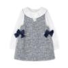 Picture of Mayoral Girls Winter Combined Blouse Pinafore - Ivory Navy Blue