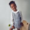 Picture of Mayoral Girls Winter Combined Blouse Pinafore - Ivory Navy Blue