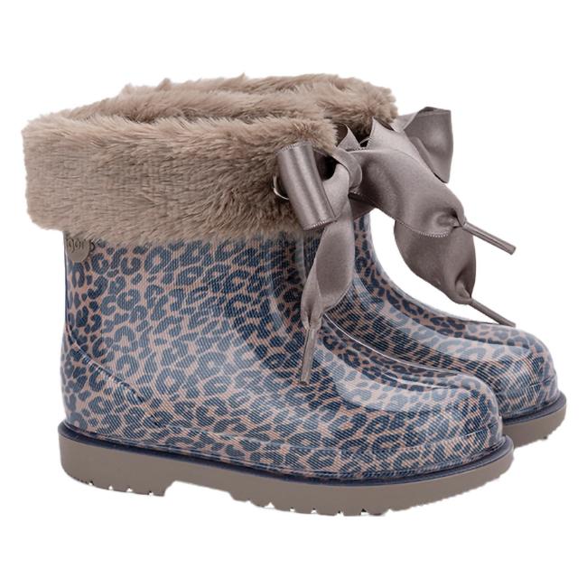 Picture of Igor Bimbi Soft Fur Cuff Print Ankle Rain Boot - Leopard