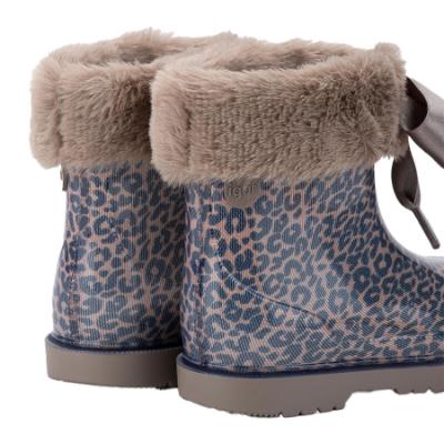 Picture of Igor Bimbi Soft Fur Cuff Print Ankle Rain Boot - Leopard