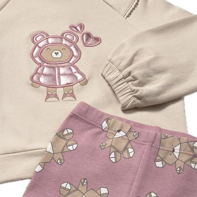 Picture of Mayoral Toddler Girls Winter Teddy Legging Set X 2 - Beige Dark Pink