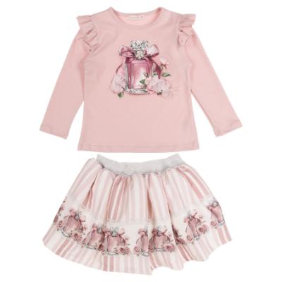 Picture of Giorgio Bambini Girls Perfume Bottle Top & Skirt Set X 2 - Dark Pink