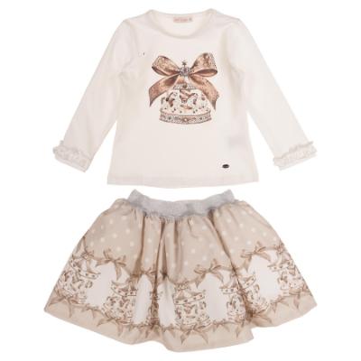 Picture of Giorgio Bambini Girls Carousel Top & Skirt Set X 2 - Ivory Beige
