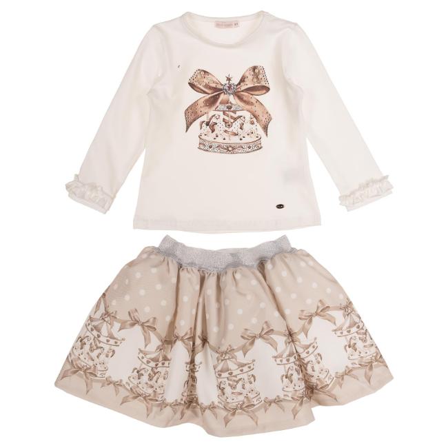 Picture of Giorgio Bambini Girls Carousel Top & Skirt Set X 2 - Ivory Beige