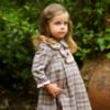 Picture of Foque Girls Plumetti Collar Check Dress - Beige Blue
