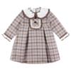 Picture of Foque Girls Plumetti Collar Check Dress - Beige Blue