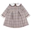 Picture of Foque Girls Plumetti Collar Check Dress - Beige Blue