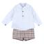Picture of Foque Boys Shirt  & Check Shorts Set - Blue Beige Blue
