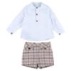 Picture of Foque Boys Shirt  & Check Shorts Set - Blue Beige Blue