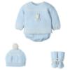 Picture of Mac Ilusion Baby Knitted Collection Rabbit Sweater Bottoms Hat Booties Set X 4 - Cloud Blue