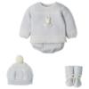 Picture of Mac Ilusion Baby Knitted Collection Rabbit Sweater Bottoms Hat Booties Set X 4 - Moonlight Grey