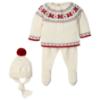 Picture of Mac Ilusion Baby Knitted Collection Jacquard Sweater Leggings Hat Set X 3 - Cream Burgundy Green