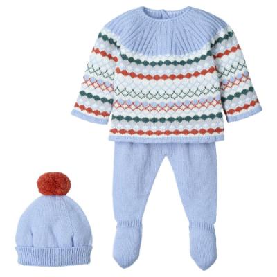 Picture of Mac Ilusion Baby Knitted Collection Jacquard Sweater Leggings Hat Set X 3 - Sky Blue
