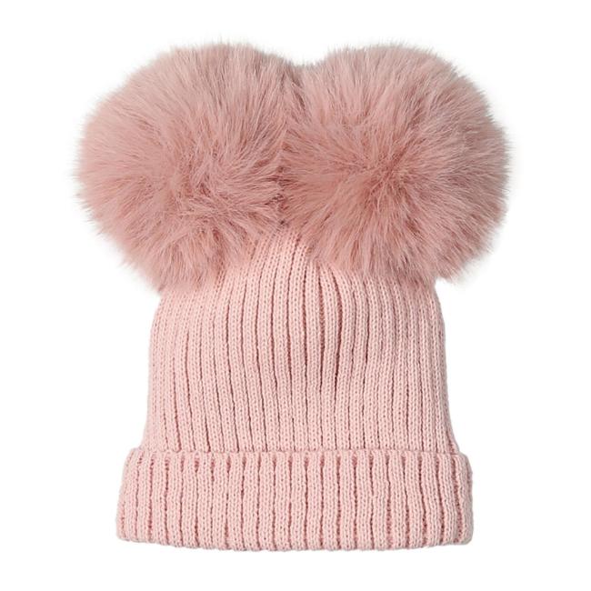 Picture of Mac Ilusion Baby Knitted Collection Detachable Double Pom Pom Hat - Vintage Pink