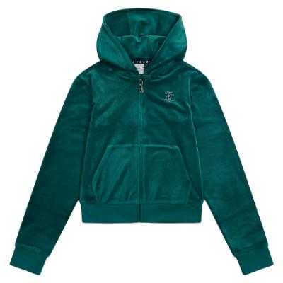 Picture of Juicy Couture Girls  Zip Through Diamante Velour Hoodie - Spruced Up Green