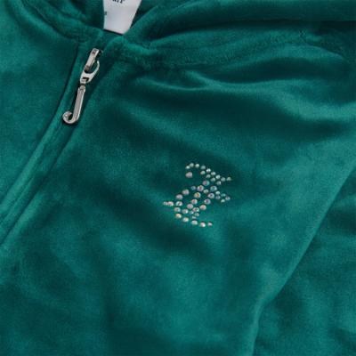Picture of Juicy Couture Girls  Zip Through Diamante Velour Hoodie - Spruced Up Green