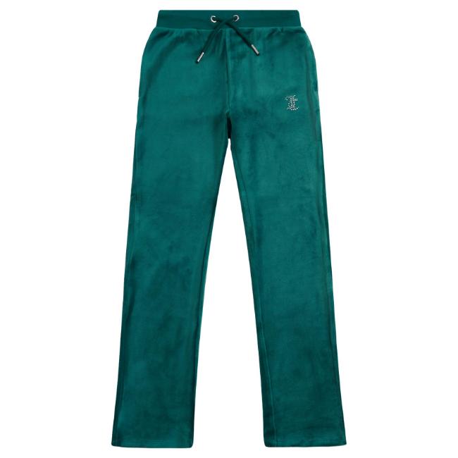 Picture of Juicy Couture Girls Diamante Bootcut Velour Jogger - Spruced Up Green