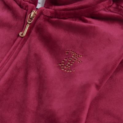 Picture of Juicy Couture Girls  Zip Through Diamante Velour Hoodie - Red Plum
