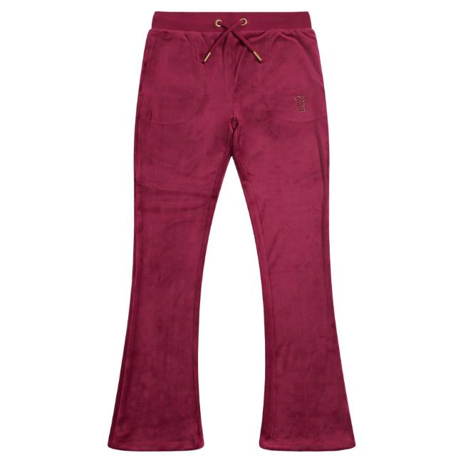 Picture of Juicy Couture Girls Diamante Bootcut Velour Jogger - Red Plum
