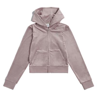Picture of Juicy Couture Girls  Zip Through Diamante Velour Hoodie - Purple Dove
