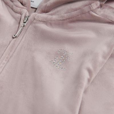 Picture of Juicy Couture Girls  Zip Through Diamante Velour Hoodie - Purple Dove