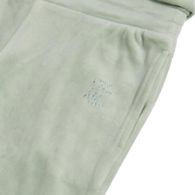 Picture of Juicy Couture Girls Diamante Logo Fold Over Velour Joggers - Frosty Green
