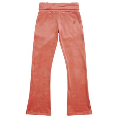 Picture of Juicy Couture Girls Diamante Logo Fold Over Velour Joggers - Burnt Siena