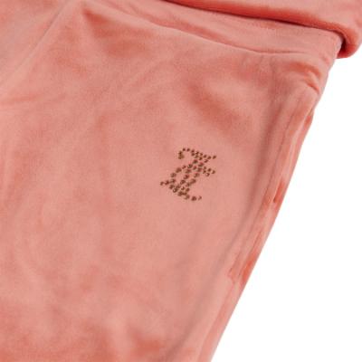 Picture of Juicy Couture Girls Diamante Logo Fold Over Velour Joggers - Burnt Siena