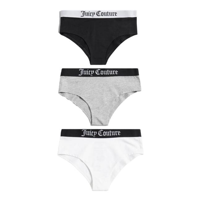 Picture of Juicy Couture Girls X 3 Pairs Hipster Briefs - Black Grey White