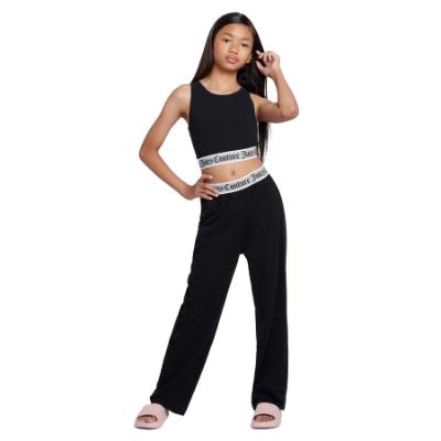 Picture of Juicy Couture Girls Lounge Crop Vest & Wide Leg Set - Black
