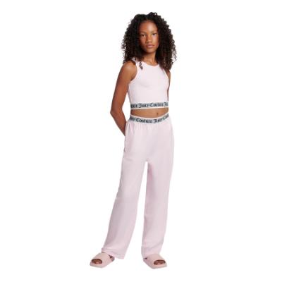 Picture of Juicy Couture Girls Lounge Crop Vest & Wide Leg Set - Cherry Blossom