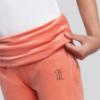 Picture of Juicy Couture Girls Diamante Logo Fold Over Velour Joggers - Burnt Siena