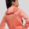Picture of Juicy Couture Girls Arch Zip Through Diamante Velour Hoodie - Burnt Siena