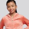 Picture of Juicy Couture Girls Arch Zip Through Diamante Velour Hoodie - Burnt Siena