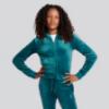 Picture of Juicy Couture Girls  Zip Through Diamante Velour Hoodie - Spruced Up Green