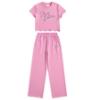 Picture of Juicy Couture Girls Juicy Script Lettuce Tee & Wide Leg PJ Set - Pinky Lilac Chiffon