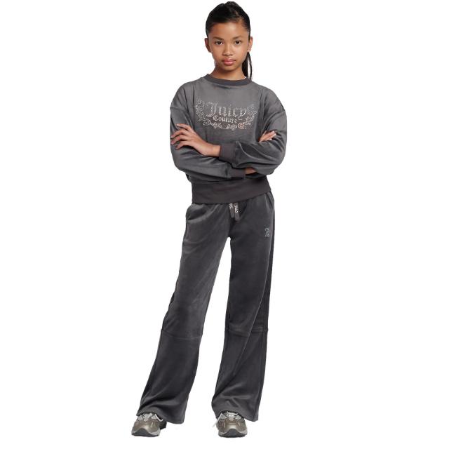 Picture of Juicy Couture Girls Velour Sweater & Wide Trousers Set X 2 - Black Oyster