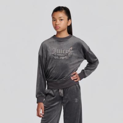 Picture of Juicy Couture Girls Velour Sweater & Wide Trousers Set X 2 - Black Oyster