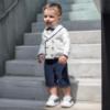 Picture of Bimbalo Baby Boys Cardigan Shorts Shirt Bow Tie Set X 4 - Ivory Navy