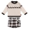 Picture of Foque Boys Horses Sweater  & Check Shorts Set X 2 - Brown Beige Black