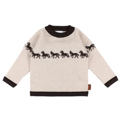 Picture of Foque Boys Horses Sweater  & Check Shorts Set X 2 - Brown Beige Black