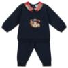 Picture of Deolinda Boys Tartan Collar Teddy Tracksuit Set  - Navy Red