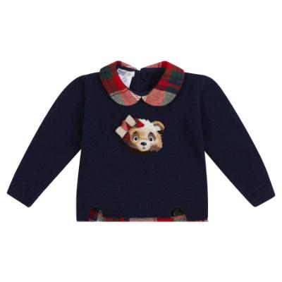 Picture of Deolinda Girls Teddy Sweater & Tartan Skirt Set  - Navy Red