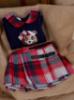 Picture of Deolinda Girls Teddy Sweater & Tartan Skirt Set  - Navy Red