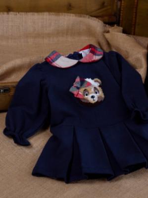 Picture of Deolinda Girls Teddy Drop Waist Dress  - Navy Red